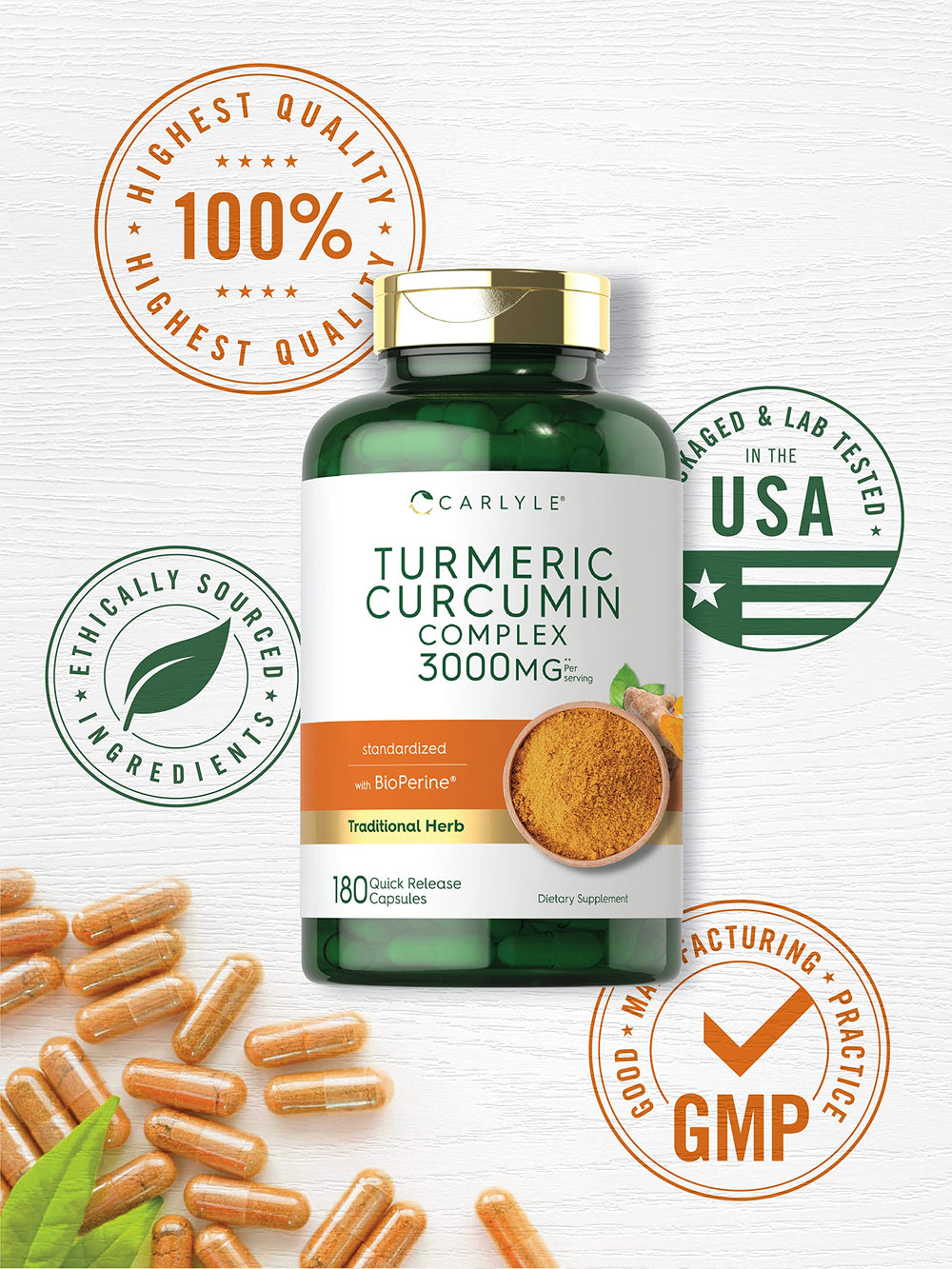 Lab-tested Carlyle quality-control seal conveys trusted ingredients.
