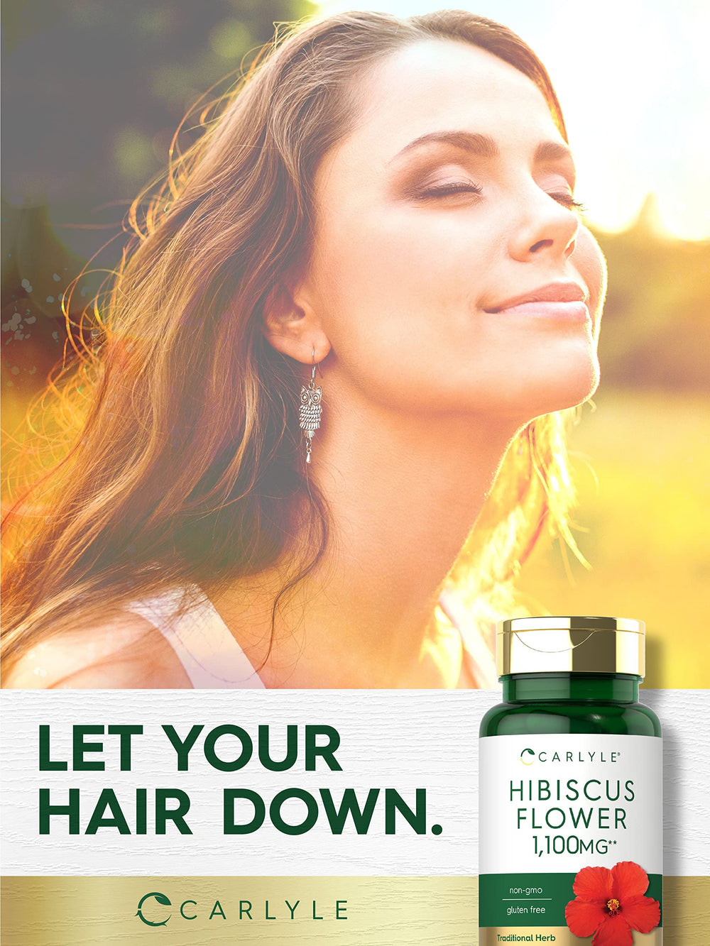 Carlyle Hibiscus lab-tested seal on packaging.