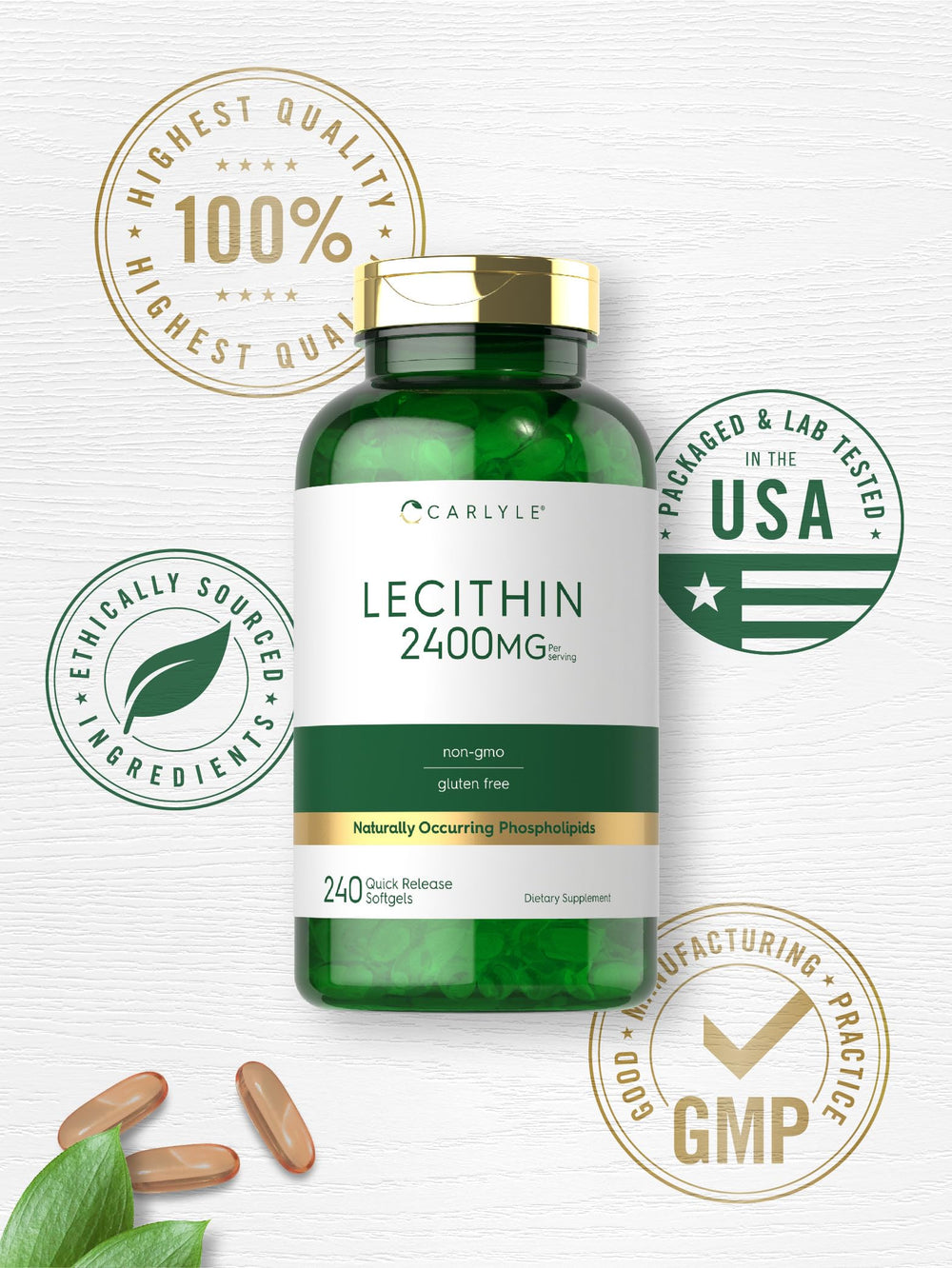Carlyle Lecithin ingredients panel notes naturally occurring phospholipids.