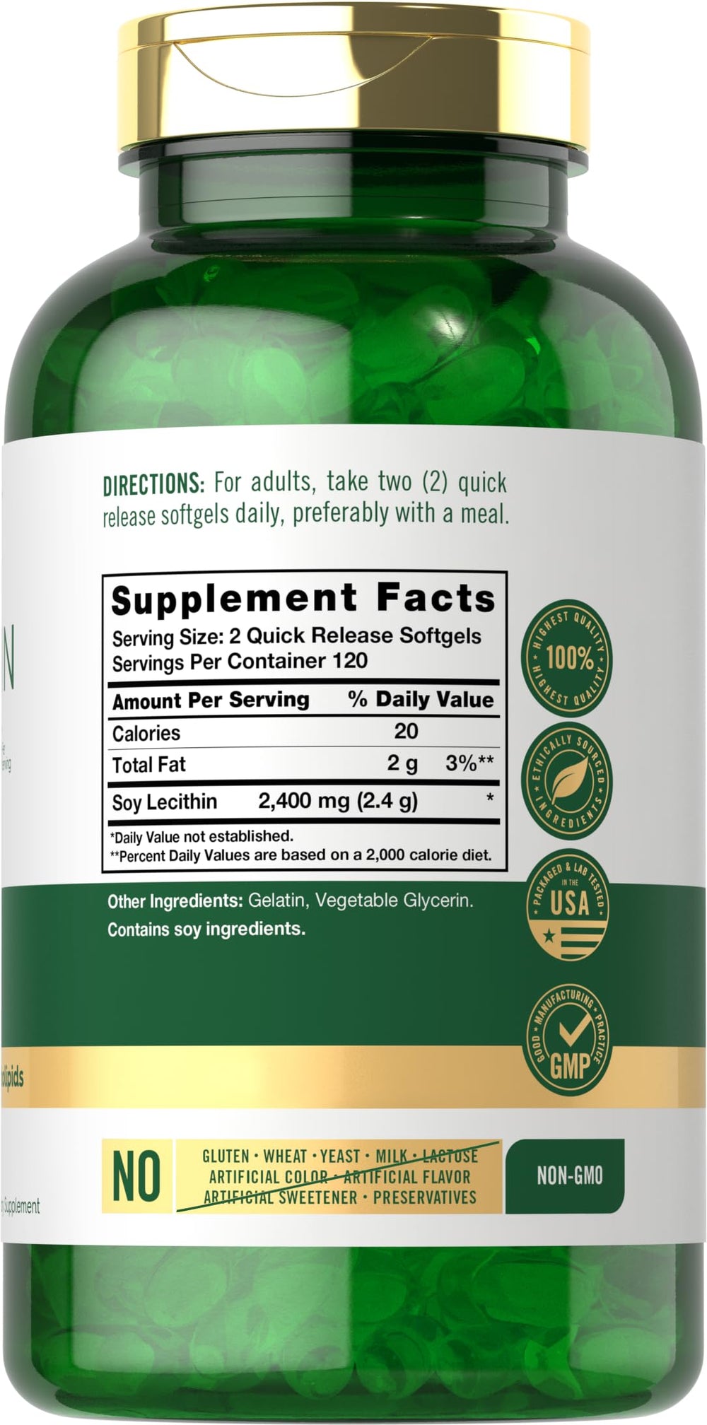 Carlyle Lecithin softgels serving pour for easy daily intake.