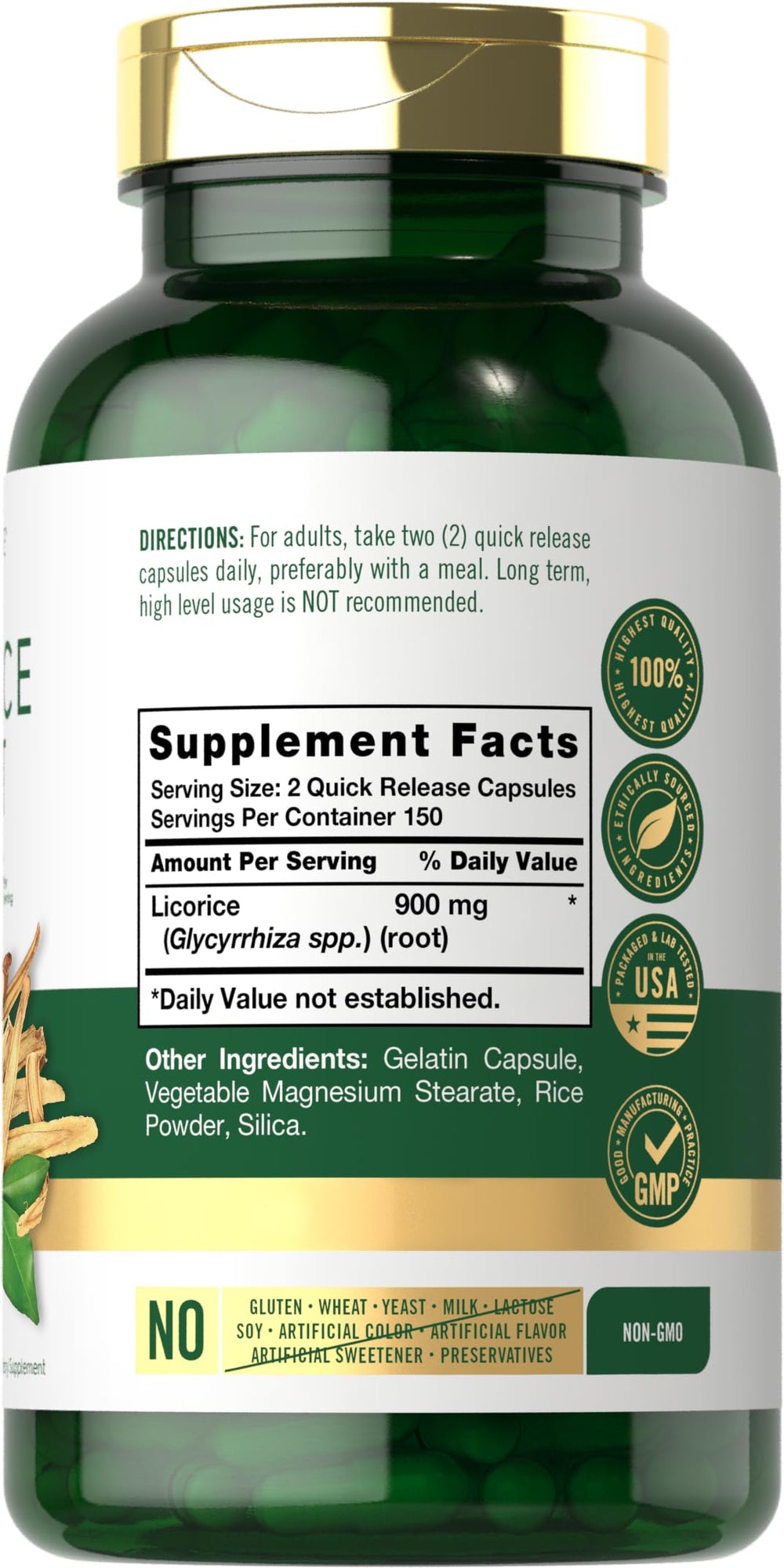 Close-up of Carlyle Licorice Root capsules highlighting quick-release design.