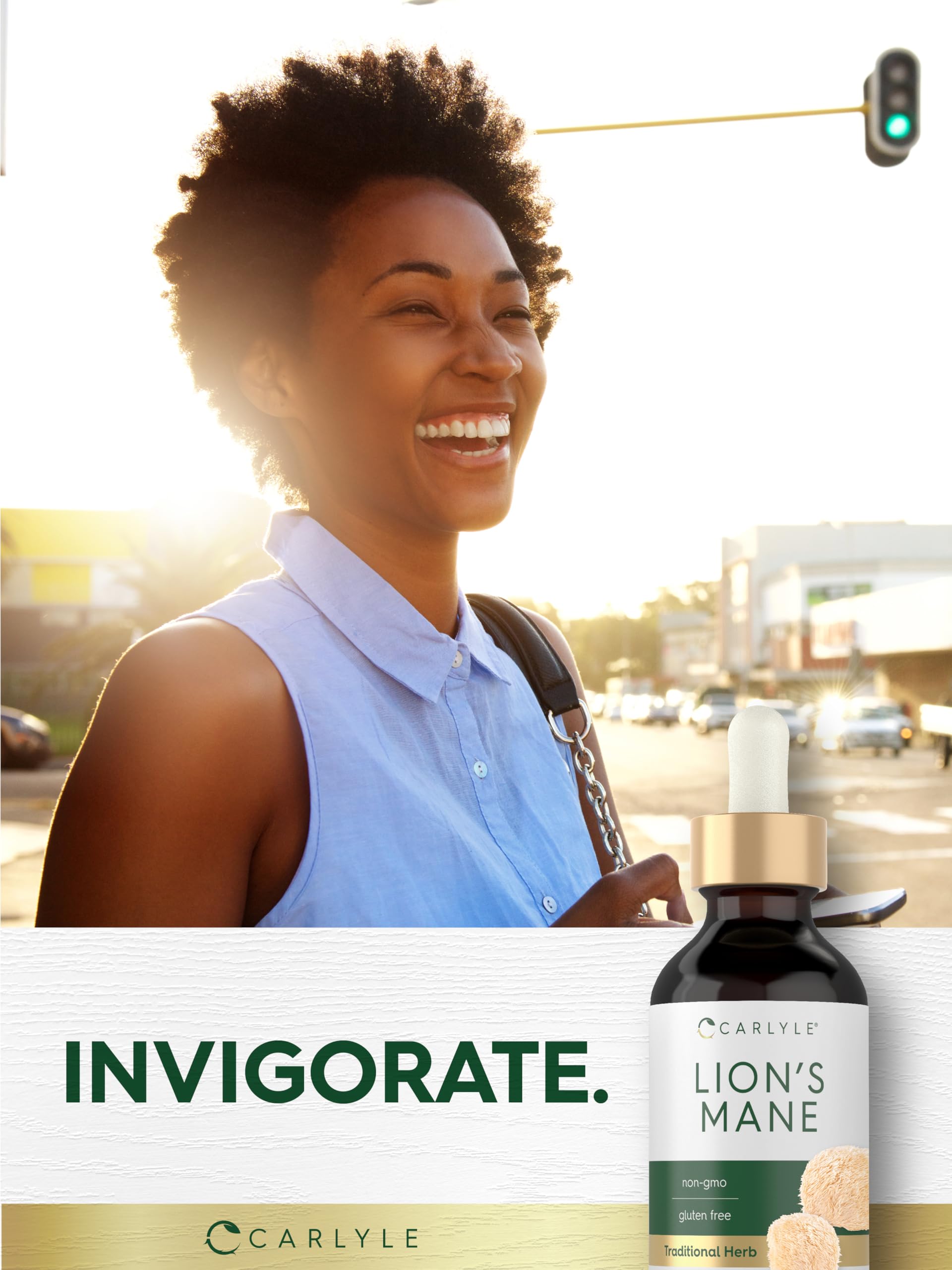 Carlyle Lions Mane tabletop shot suggesting a ready-to-use tincture.