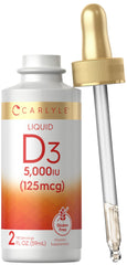 Carlyle Liquid D3 bottle, convenient daily supplement for wellness.