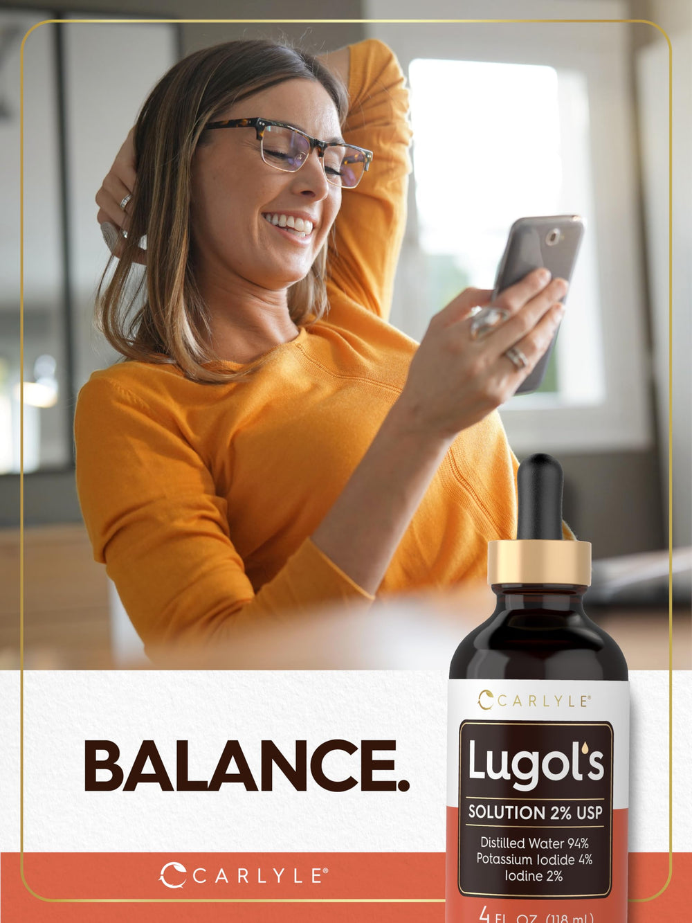 Carlyle Lugols Iodine 2% packaging on shelf for easy access