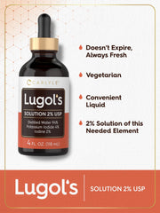 Carlyle Lugols Iodine 2% seal ensures freshness for long-term storage