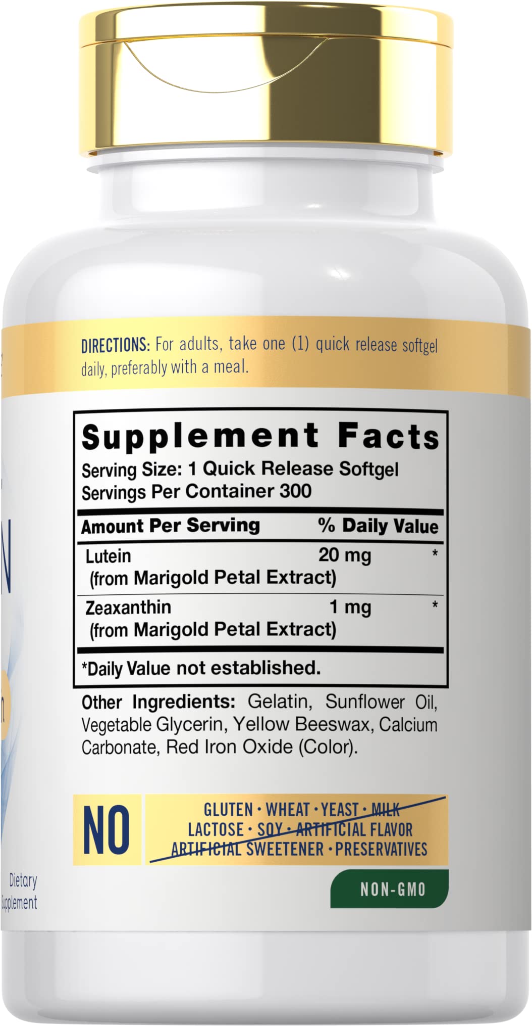 Carlyle Lutein & Zeaxanthin softgels close-up for convenient daily use.