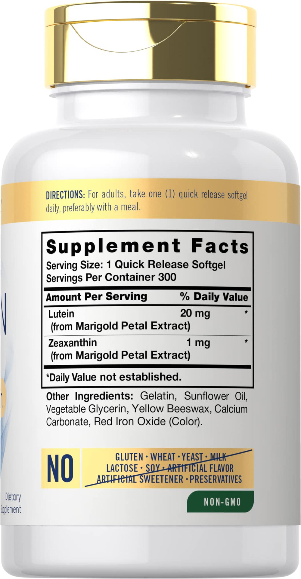 Carlyle Lutein & Zeaxanthin softgels close-up for convenient daily use.