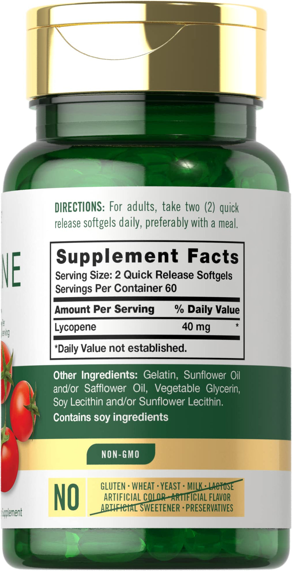 Carlyle Lycopene softgels closeup showing vibrant red capsules for daily supplementation.