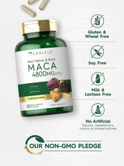 Carlyle packaging with serving information and traditional Maca formula visuals.