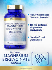 Carlyle Magnesium Bisglycinate label shows purity and gluten-free, non-GMO quality.