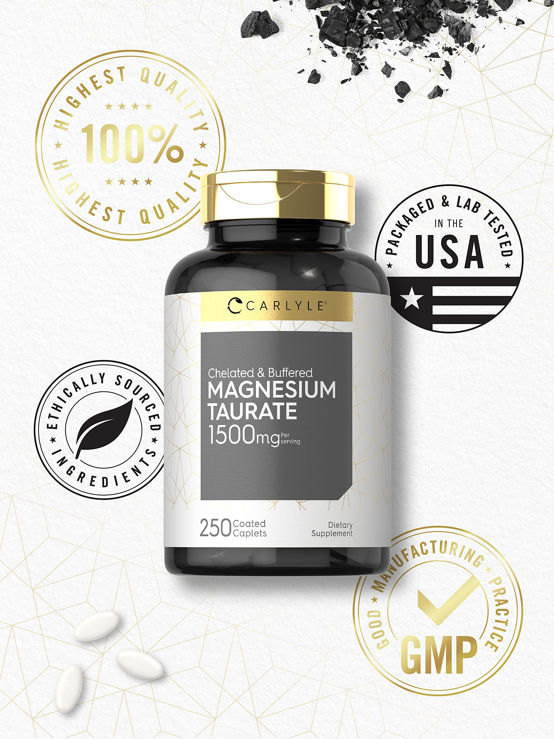 Carlyle Magnesium Taurate bottle pour demonstrates convenient daily use.