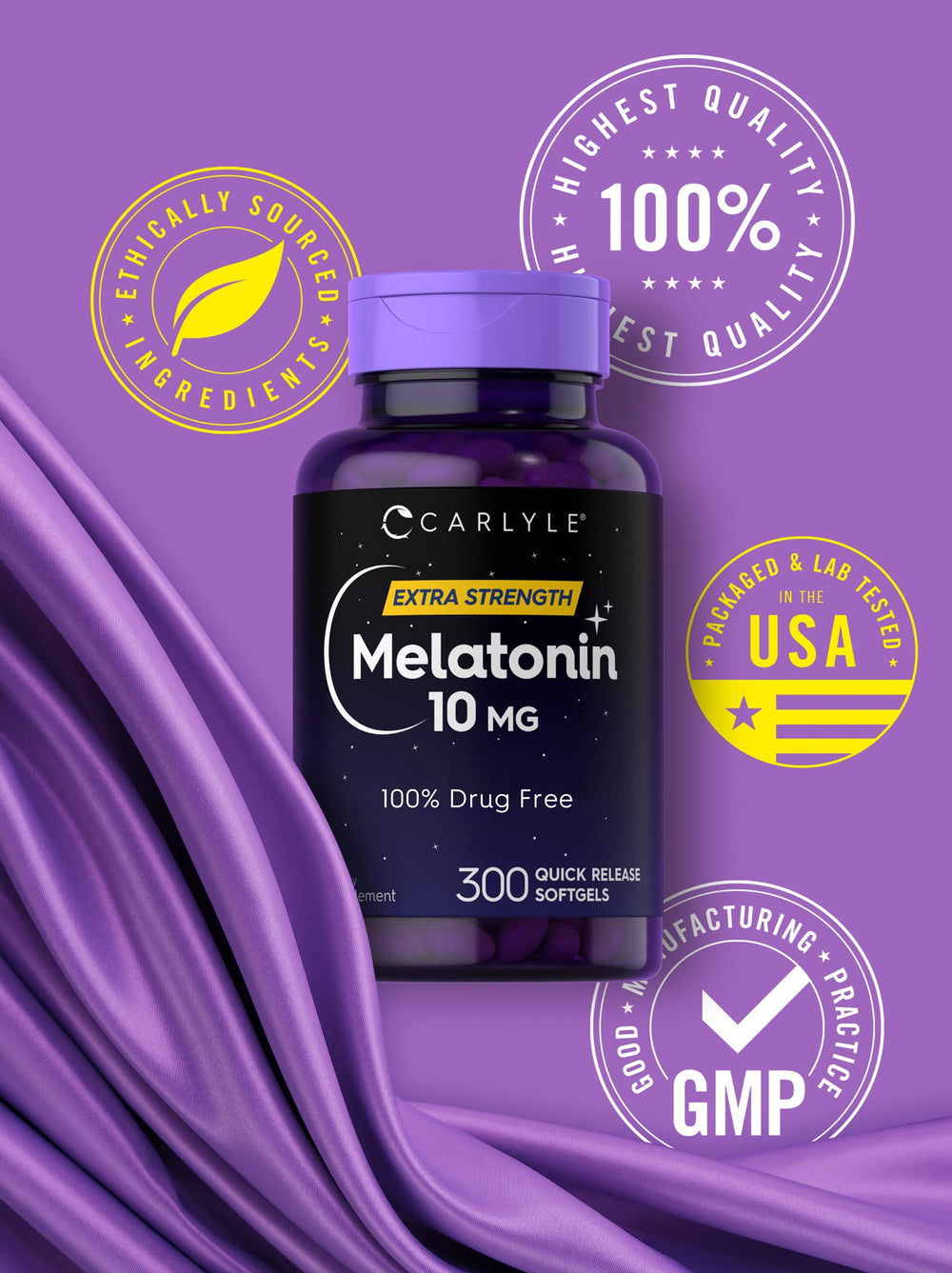 Lab-tested Carlyle Melatonin ingredients image signifying purity and quality.