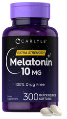 Carlyle Melatonin 10mg softgel bottle supports a calm night routine with easy dosing.