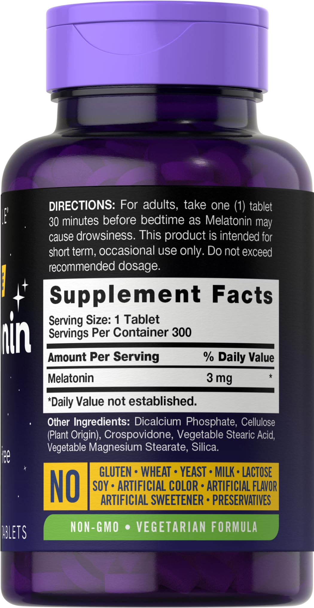 Carlyle Melatonin 3mg bottle with gluten-free and non-GMO label