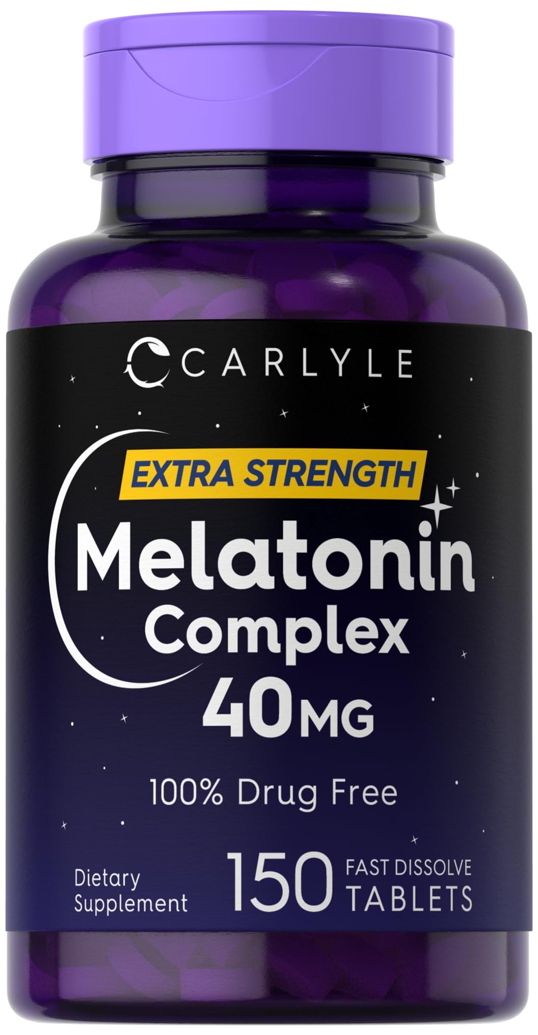 Carlyle Melatonin 40mg Complex bottle front supports a simple nightly routine