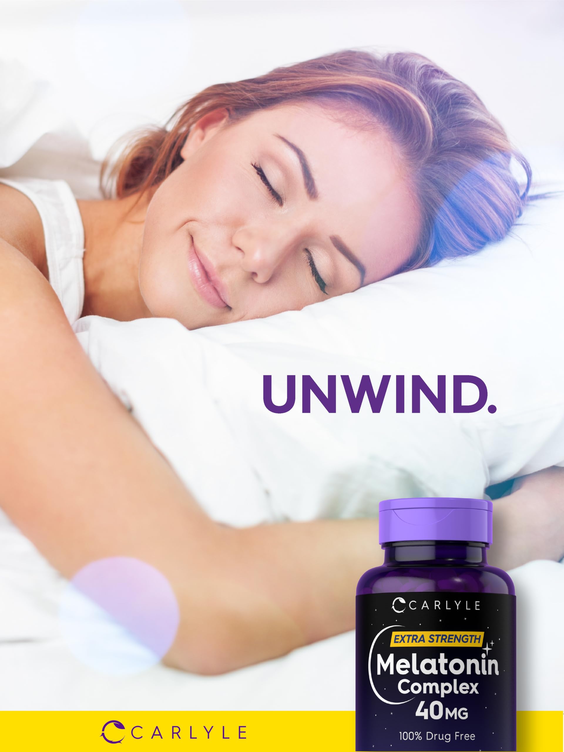 Non-GMO label on Carlyle Melatonin 40mg Complex emphasizes clean formulation