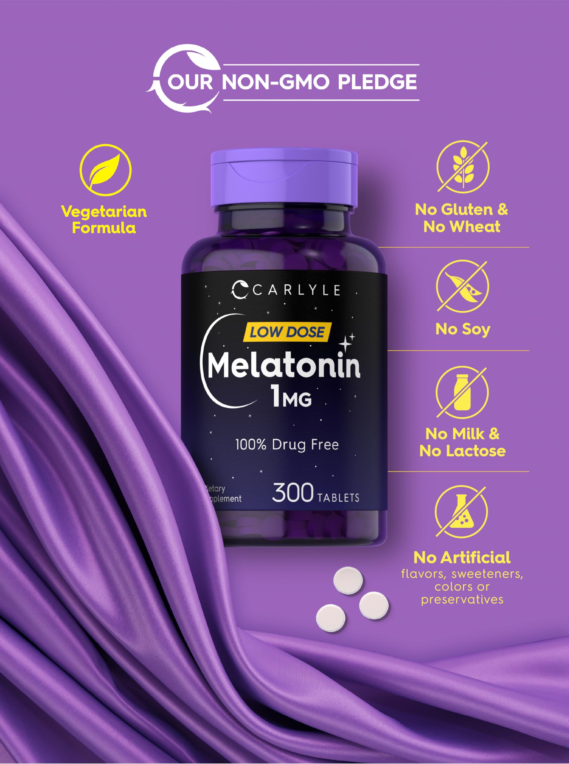 Carlyle Melatonin gluten‑free icon on packaging