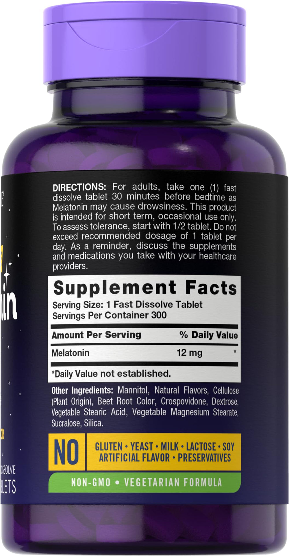 Carlyle Melatonin natural berry flavor tablets offer a pleasant bedtime option