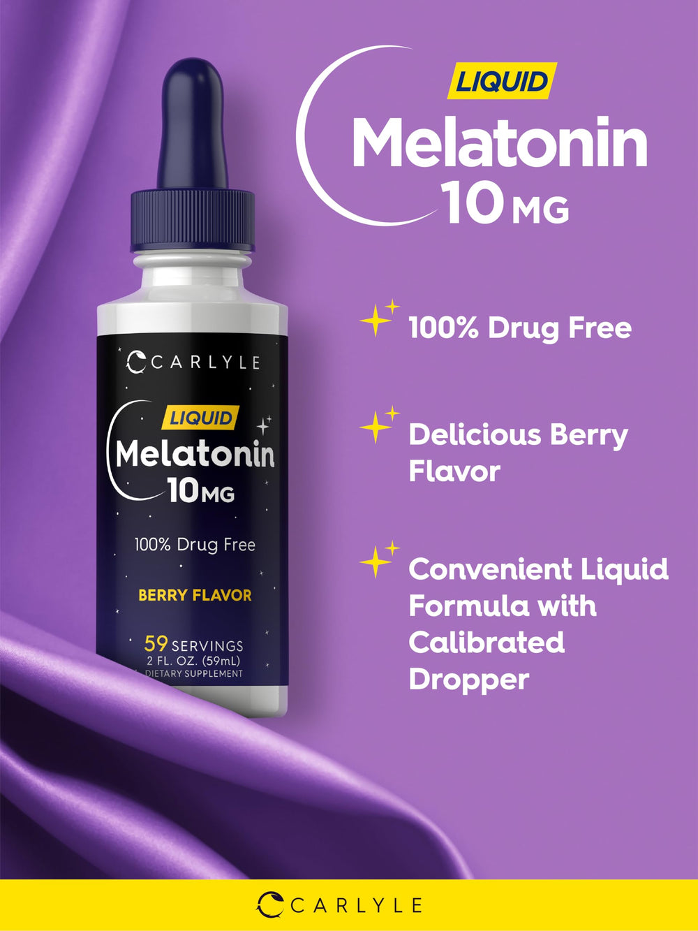 Etiqueta de laboratorio de Carlyle Melatonina, confianza y calidad asegurada