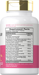 Carlyle Menopause Supplement ingredients graphic highlighting Black Cohosh and Chasteberry for potential support.
