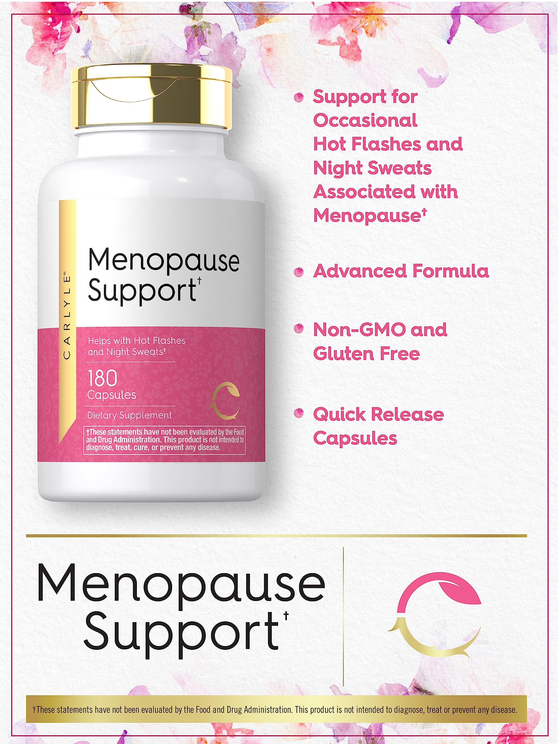 Carlyle Menopause Supplement pours capsules into a hand, suggesting easy daily use.
