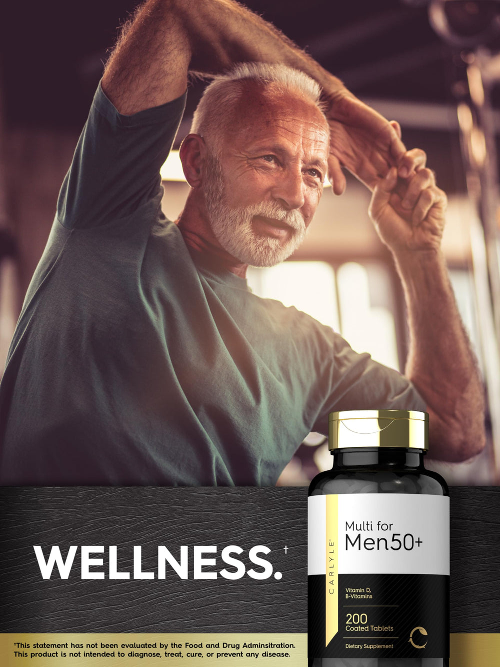Carlyle Multivitamin Men 50+ label front showing key vitamins