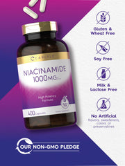 Carlyle Niacinamide nutrition panel displays 1000 mg per serving