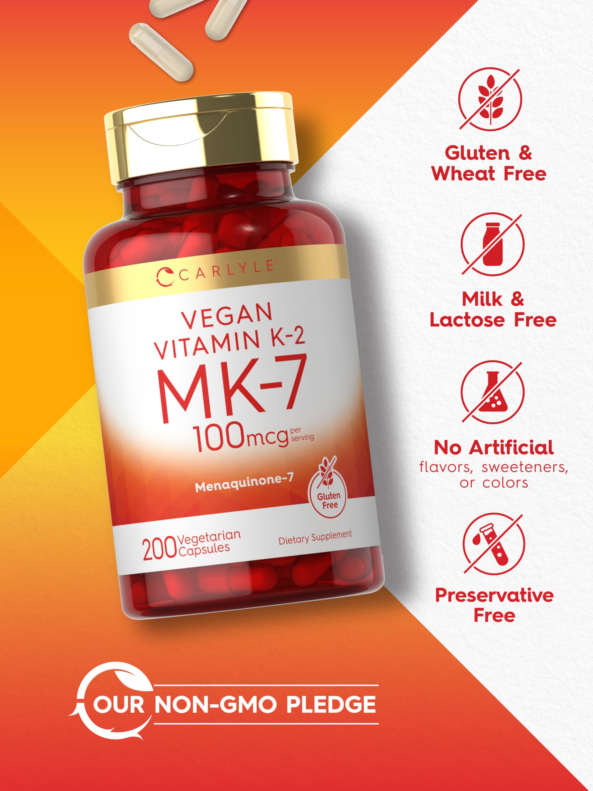 Carlyle non-GMO and gluten-free badge signals clean ingredients.