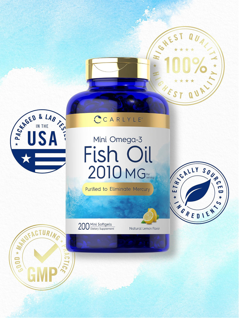 Carlyle gluten-free and non-GMO omega-3 supplement.
