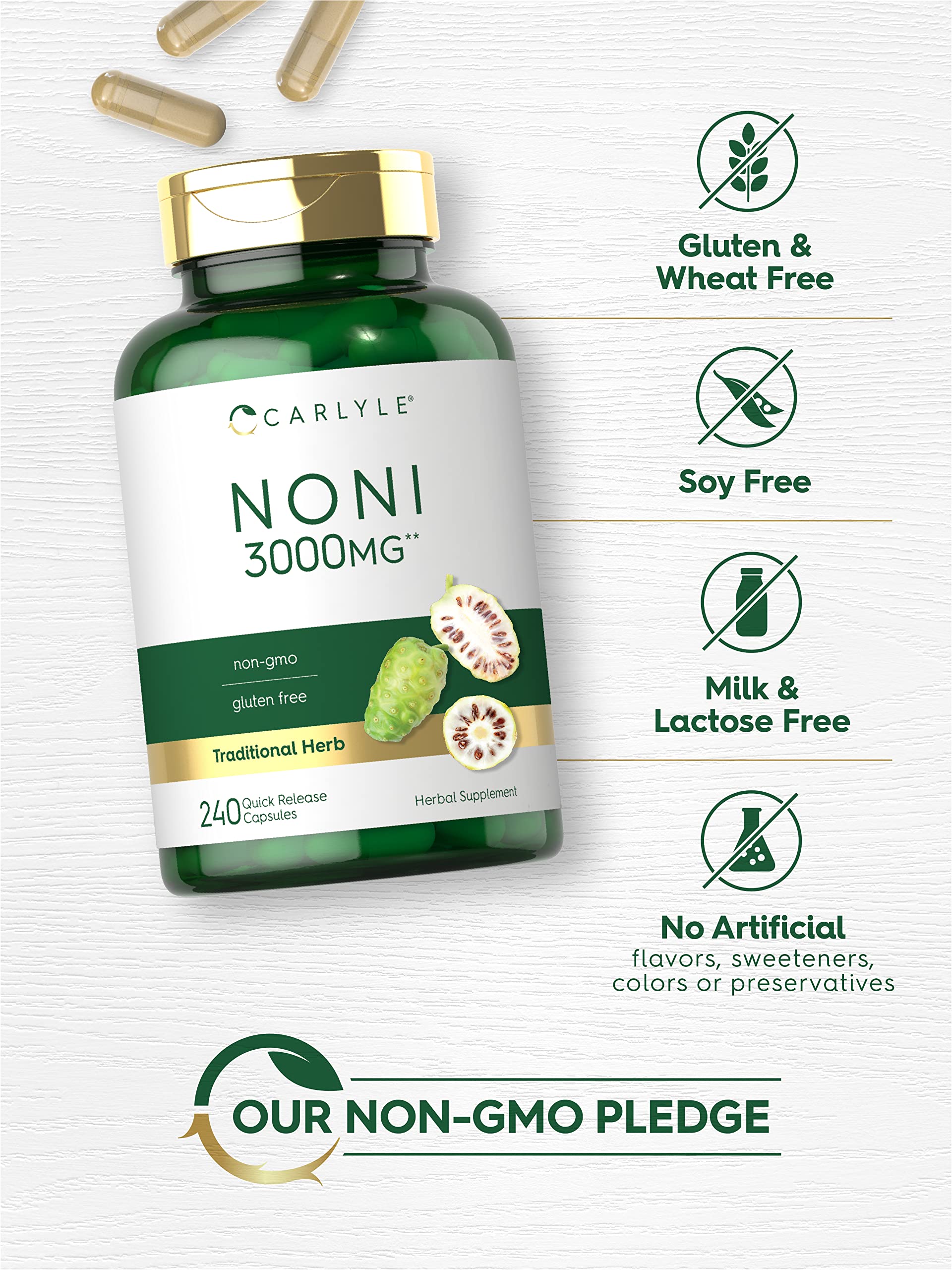 Product on kitchen counter emphasizes daily wellness routine.