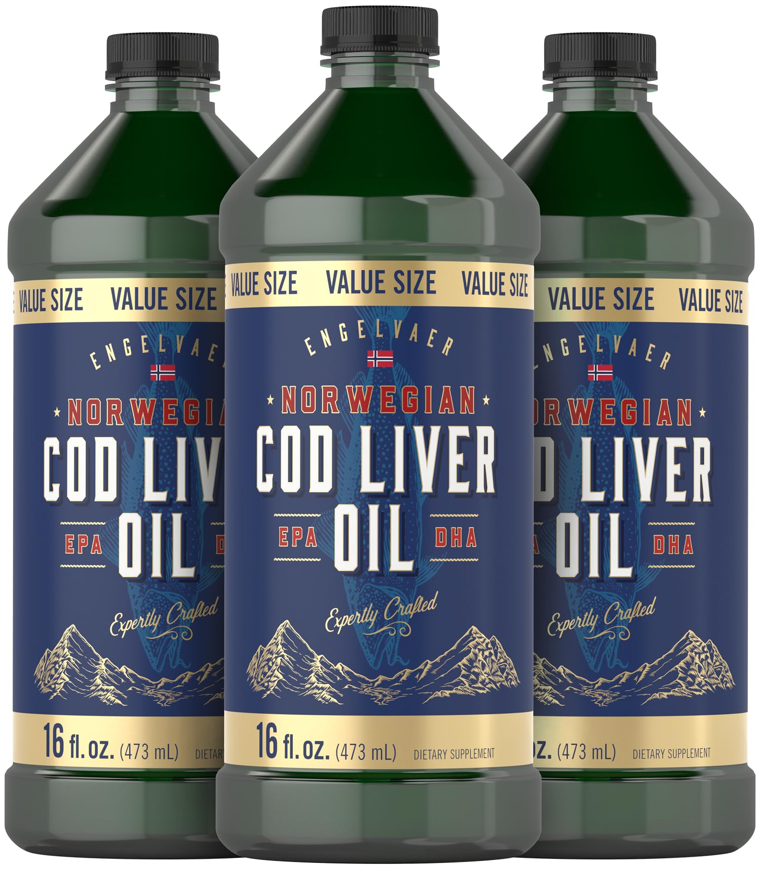 Carlyle Norwegian Cod Liver Oil bottles pack ready for daily omega support.