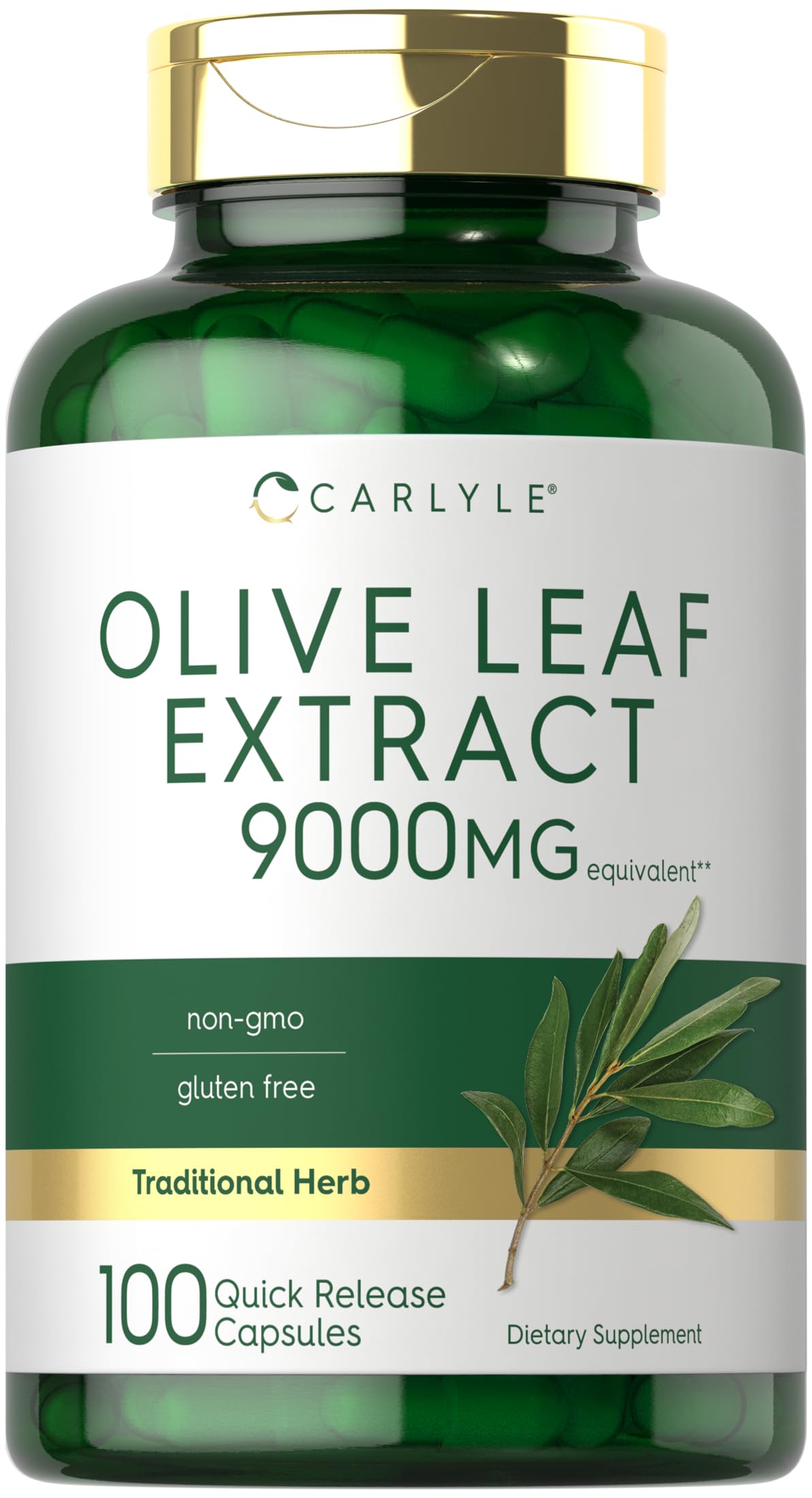 Carlyle Olive Leaf Extract bottle with capsules for daily wellness support