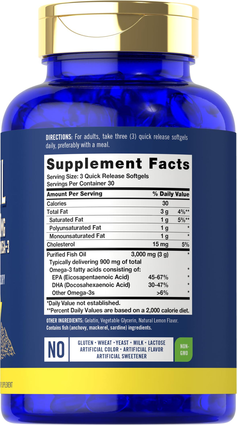 Carlyle omega-3 900mg softgels image highlighting easy daily supplementation.