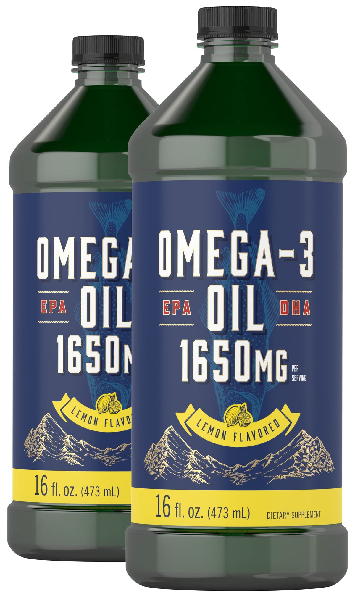Carlyle Omega 3 bottle front view with lemon flavor and purity emphasis