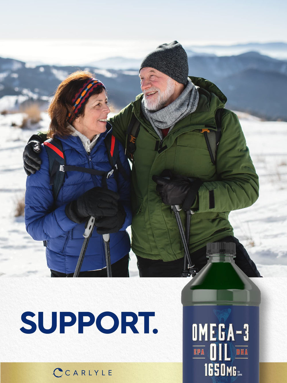 Carlyle Omega 3 dropper usage image for precise dosing and convenience