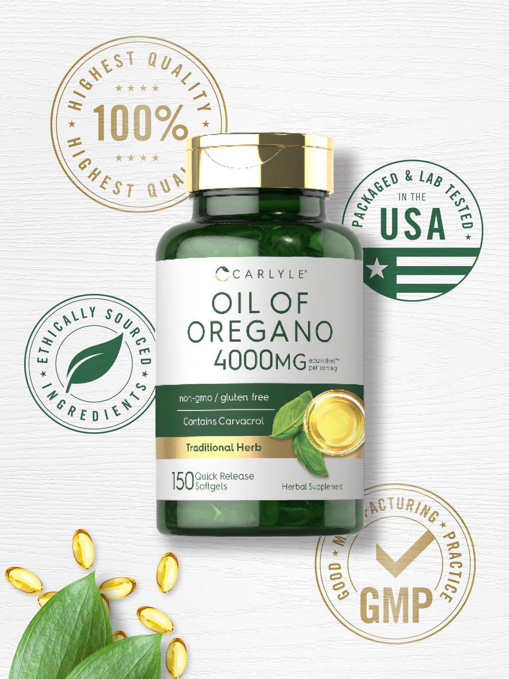 Carlyle Oregano Oil capsules in pack ready to take.