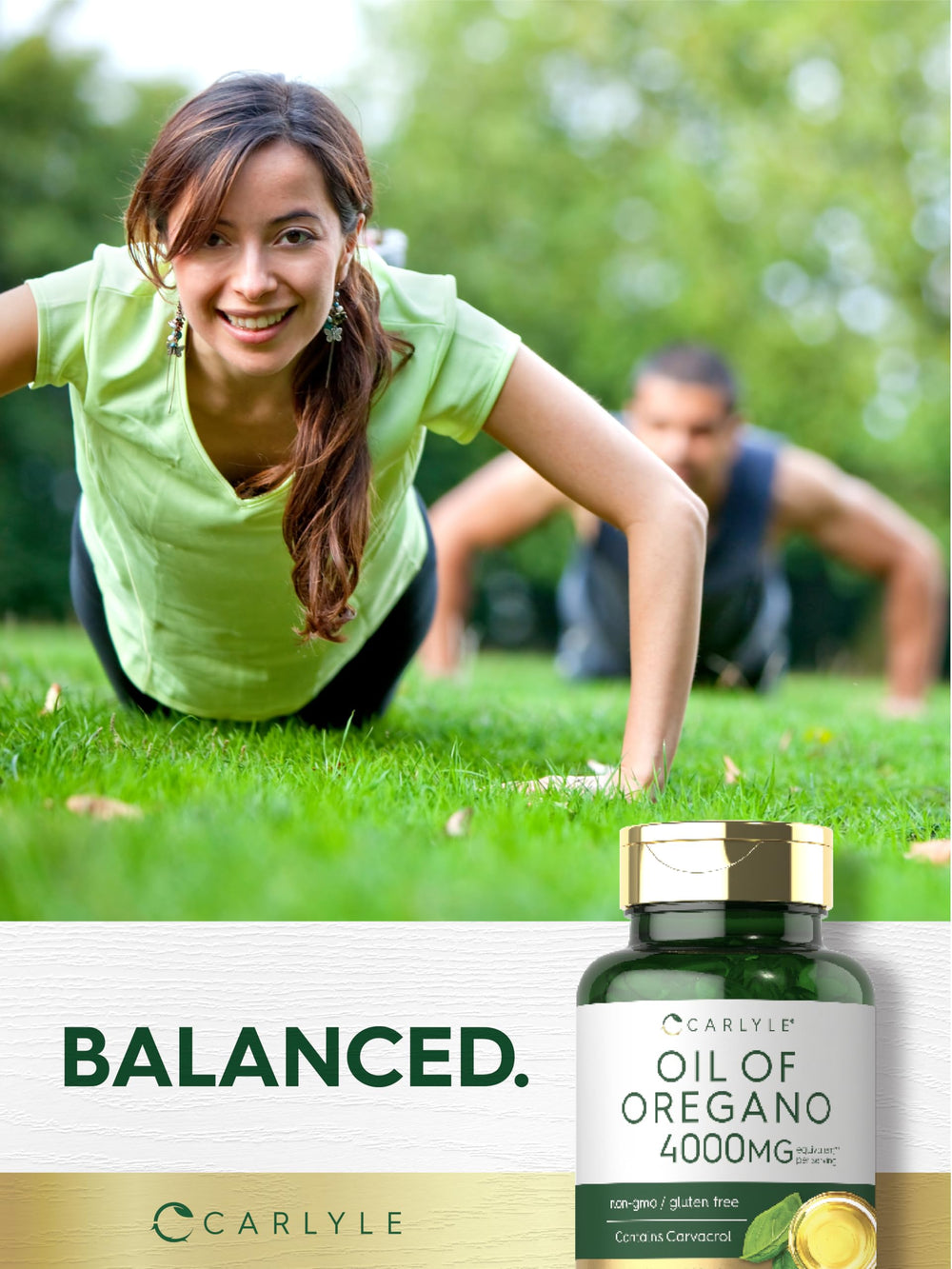 Carlyle Oregano Oil label with ingredient details and purity.