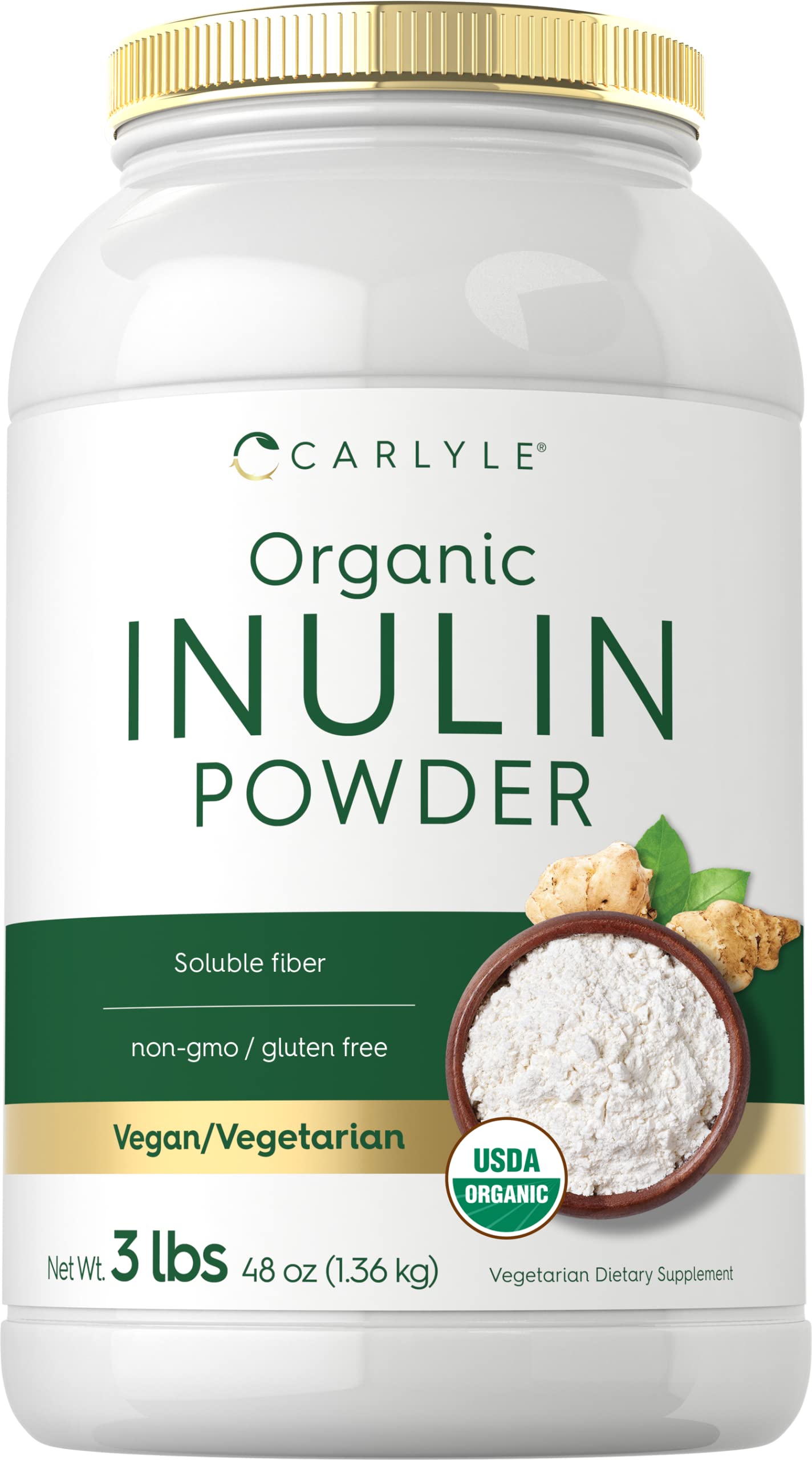 Carlyle Organic Inulin Powder bottle for easy daily fiber addition