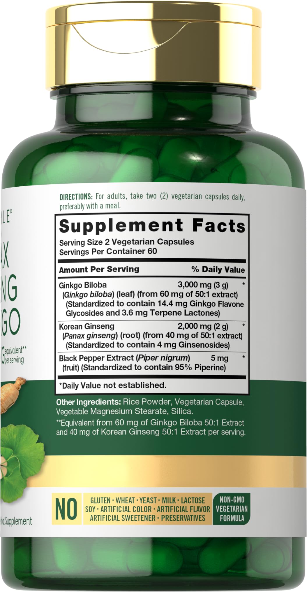 Carlyle Panax Ginseng and Ginkgo 5000mg capsules offer convenient daily support
