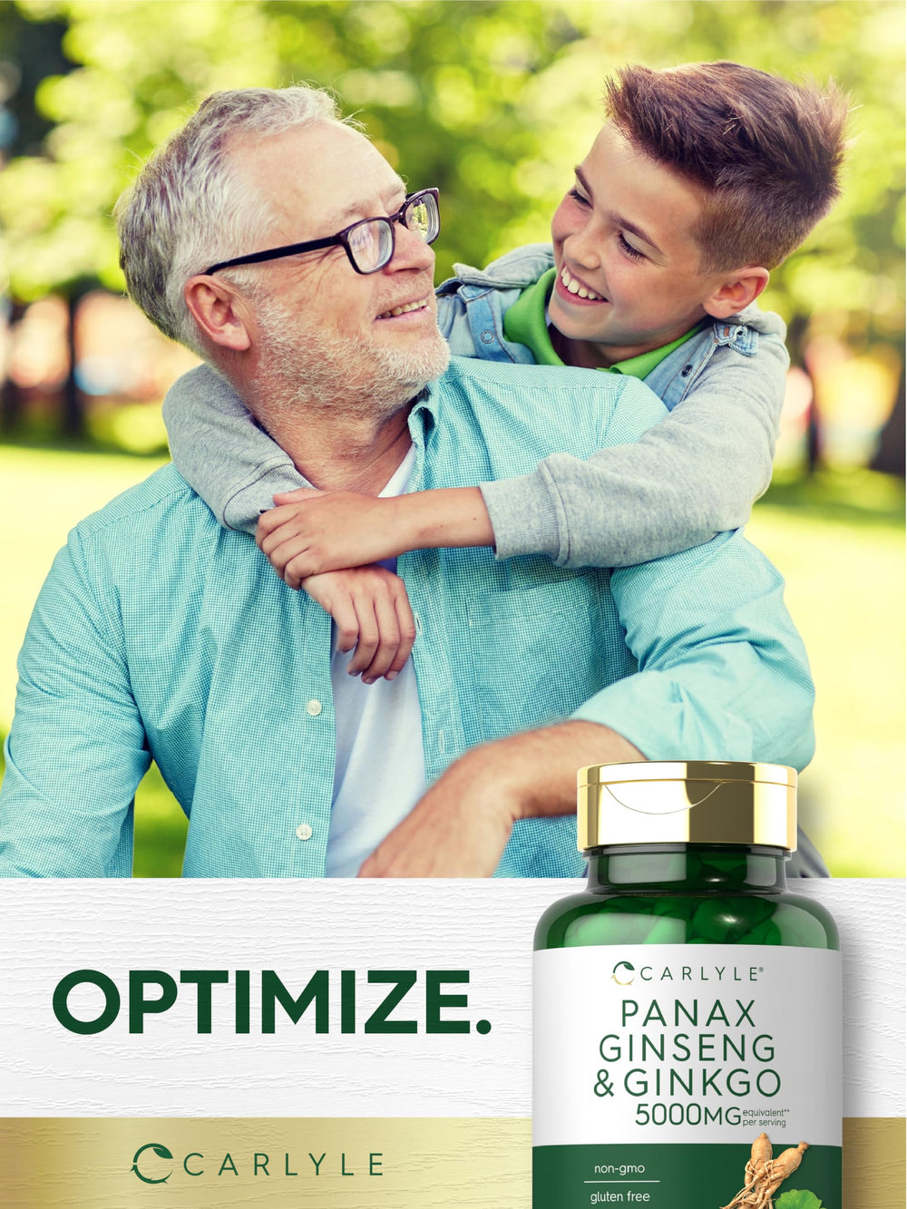 Carlyle Panax Ginseng and Ginkgo 5000mg ingredient icons for transparency