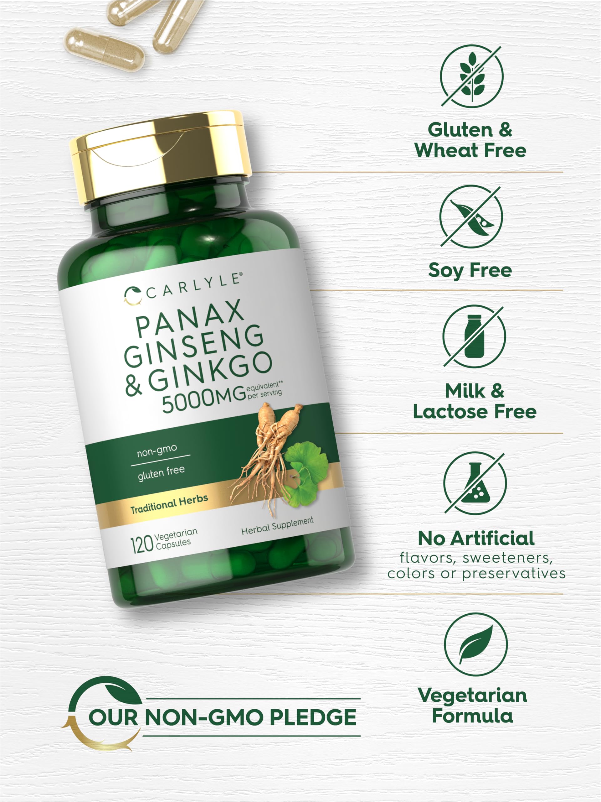 Carlyle Panax Ginseng and Ginkgo 5000mg packaging box with branding