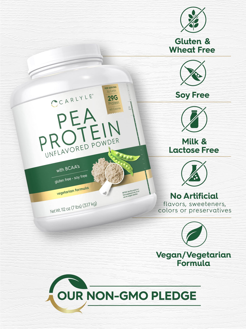 Carlyle pea protein powder texture close-up suitable for shakes.