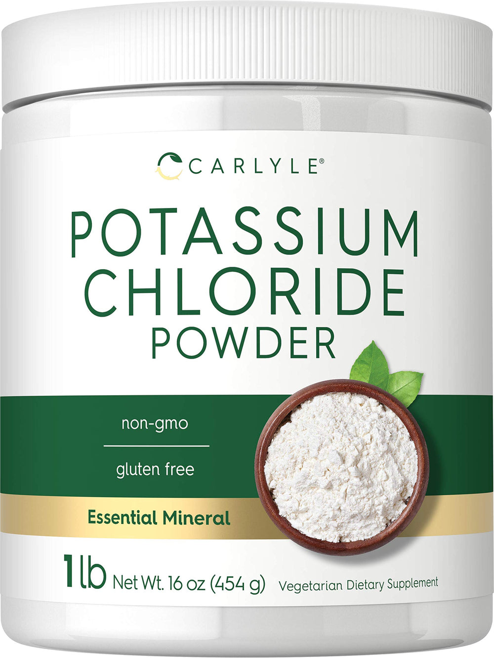 Carlyle Potassium Chloride Powder bottle ready to substitute salt in foods