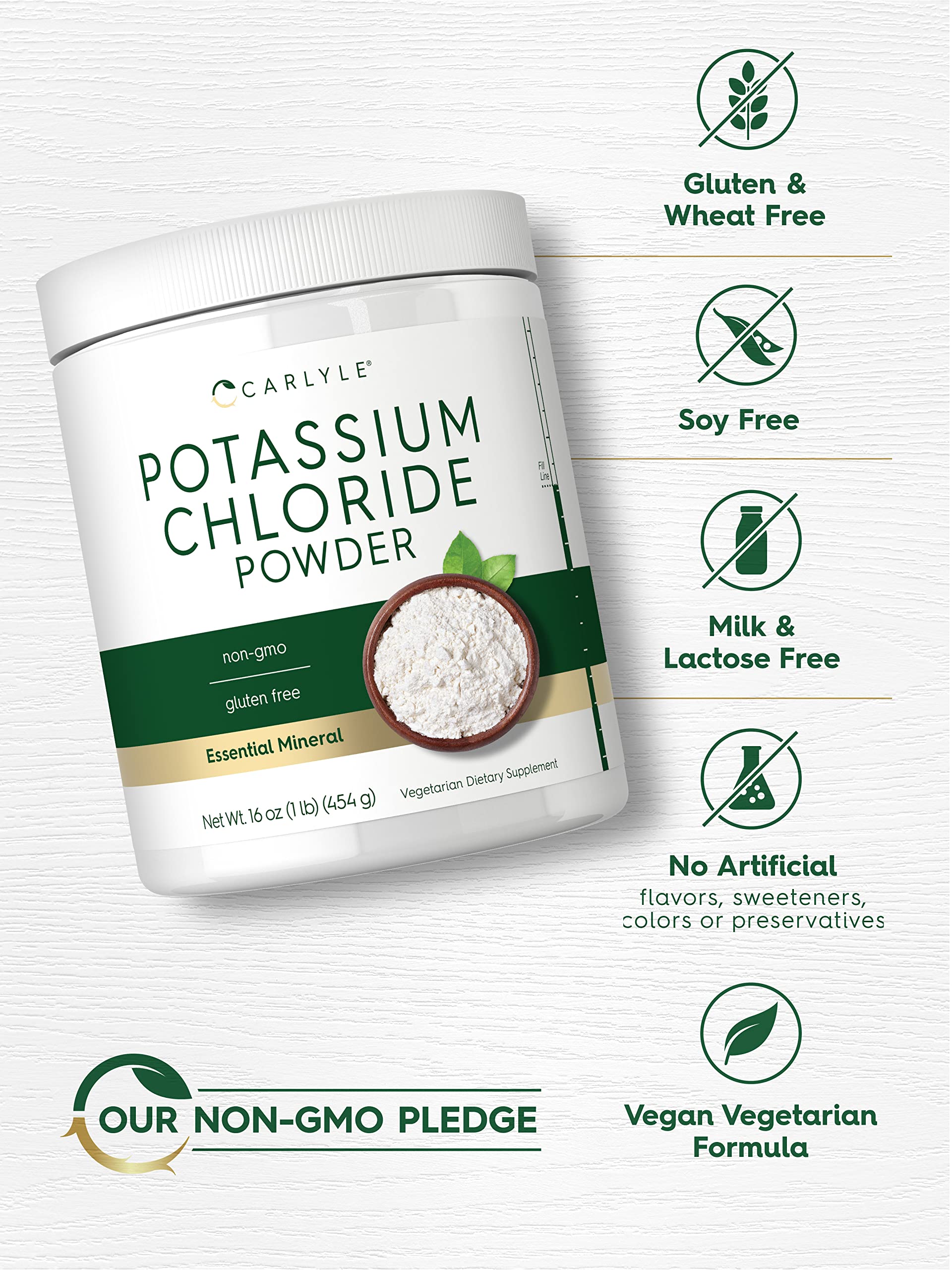 Carlyle Potassium Chloride Powder texture close-up highlights fine granules