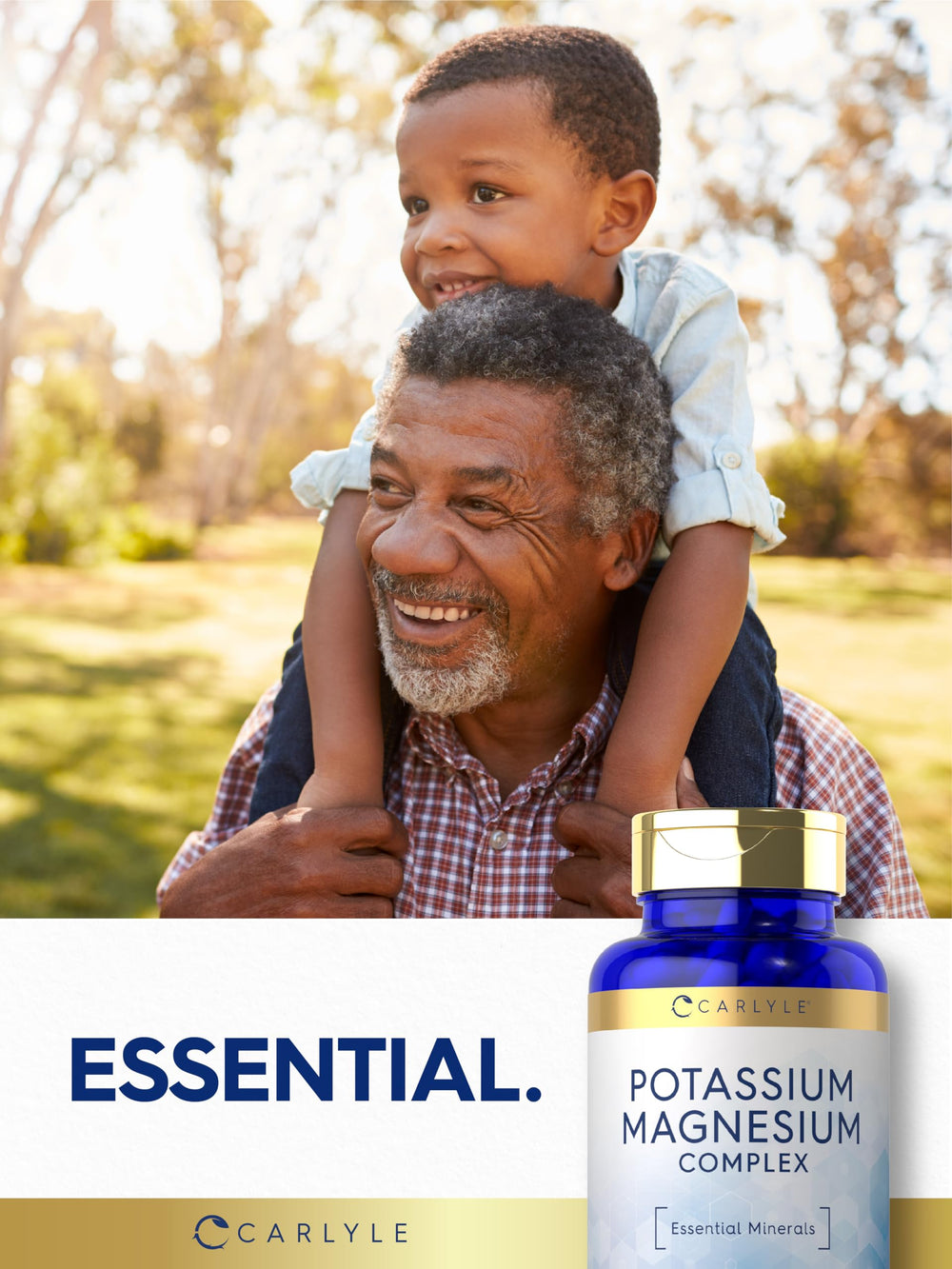 Carlyle Potassium Magnesium bottle beside water for daily routine