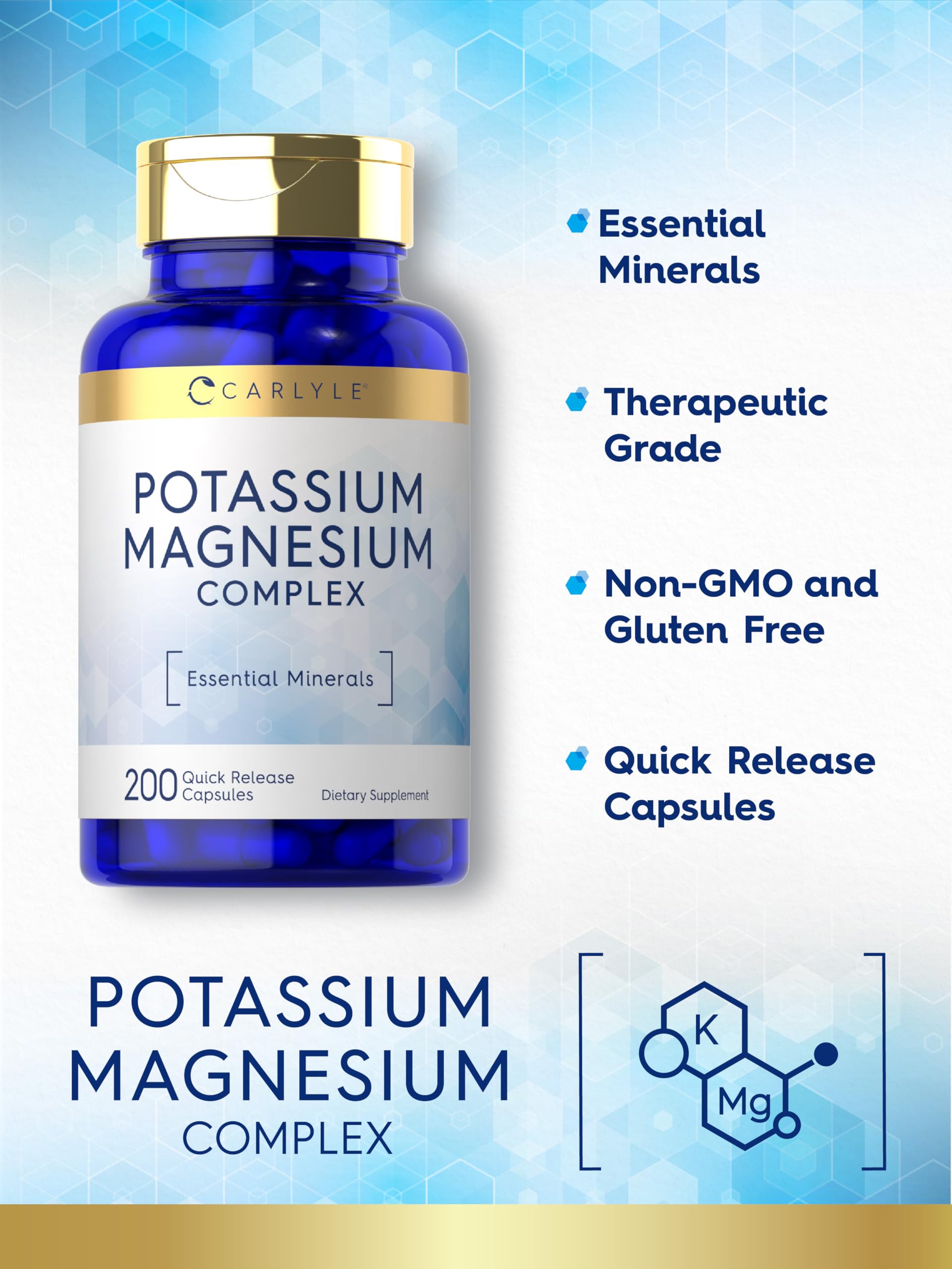 Carlyle Potassium Magnesium capsules gluten-free and non-GMO formula