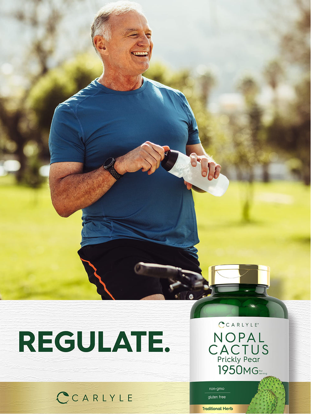 Carlyle Prickly Pear 1950 mg quick-release capsules in bottle.