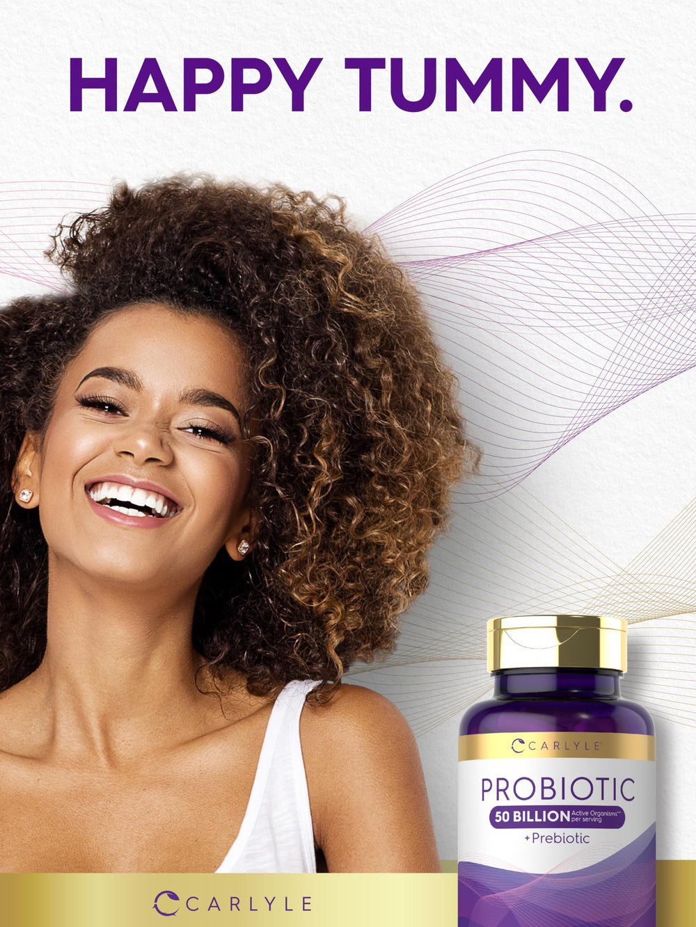 Carlyle probiotic label indicates lab-tested ingredients