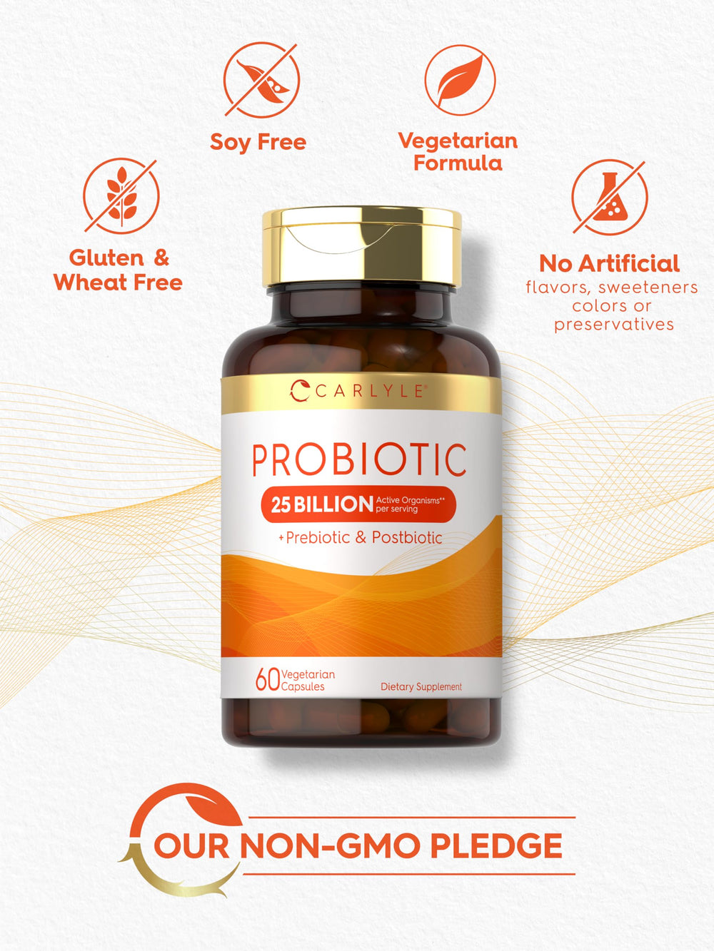 Vegetarian capsules reflect Carlyle's commitment to non-animal ingredients.