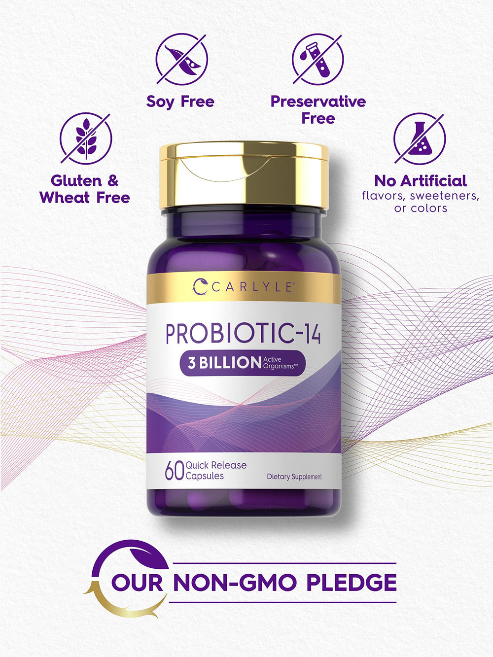Carlyle probiotic quick-release capsules designed for easy daily use.